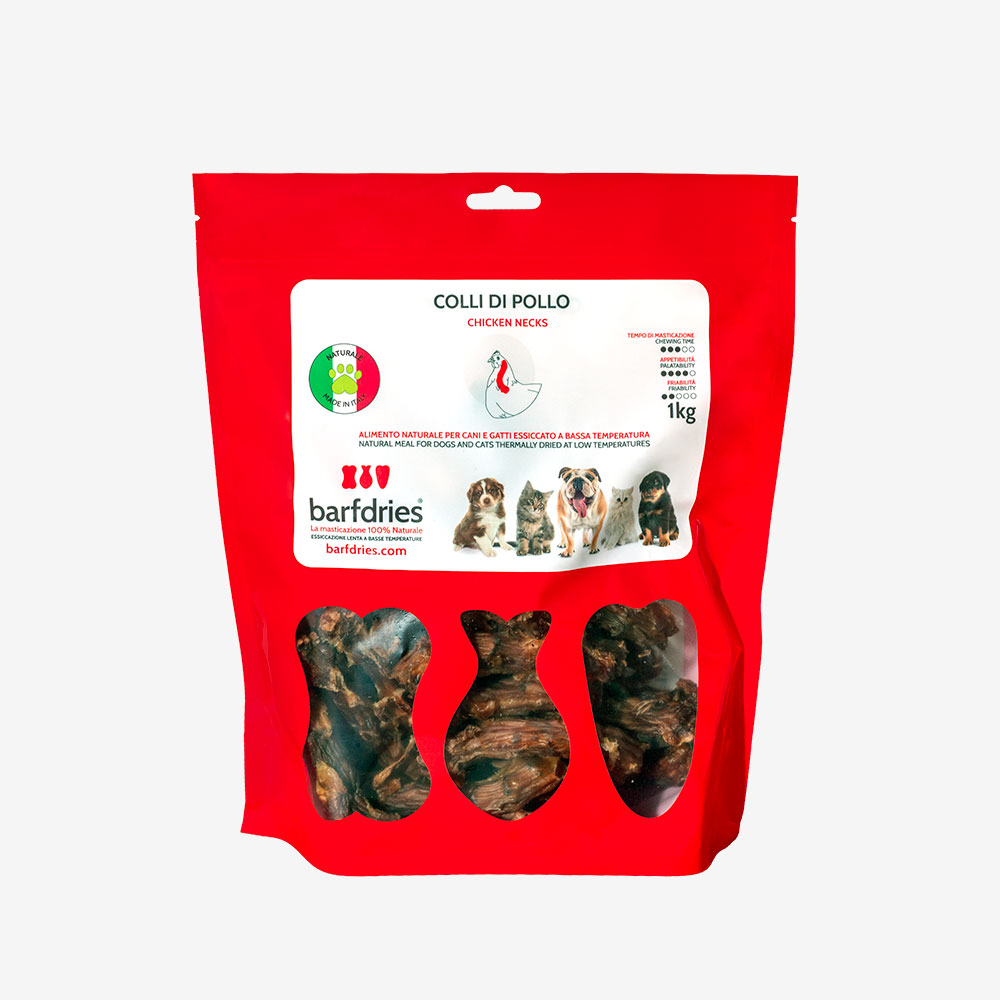 COLLI DI POLLO 1KG BARFDRIES - prodotto per la masticazione per cani
